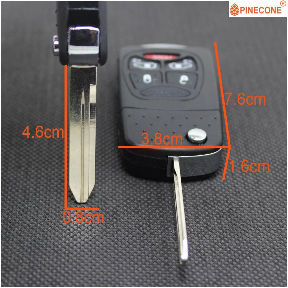 AURONOVA Upgrade Folding Key Shell for Chrysler 200 PT Cruiser Sebring Dodge Avenger Durango Jeep 4+1 Button Remote Car Key Case