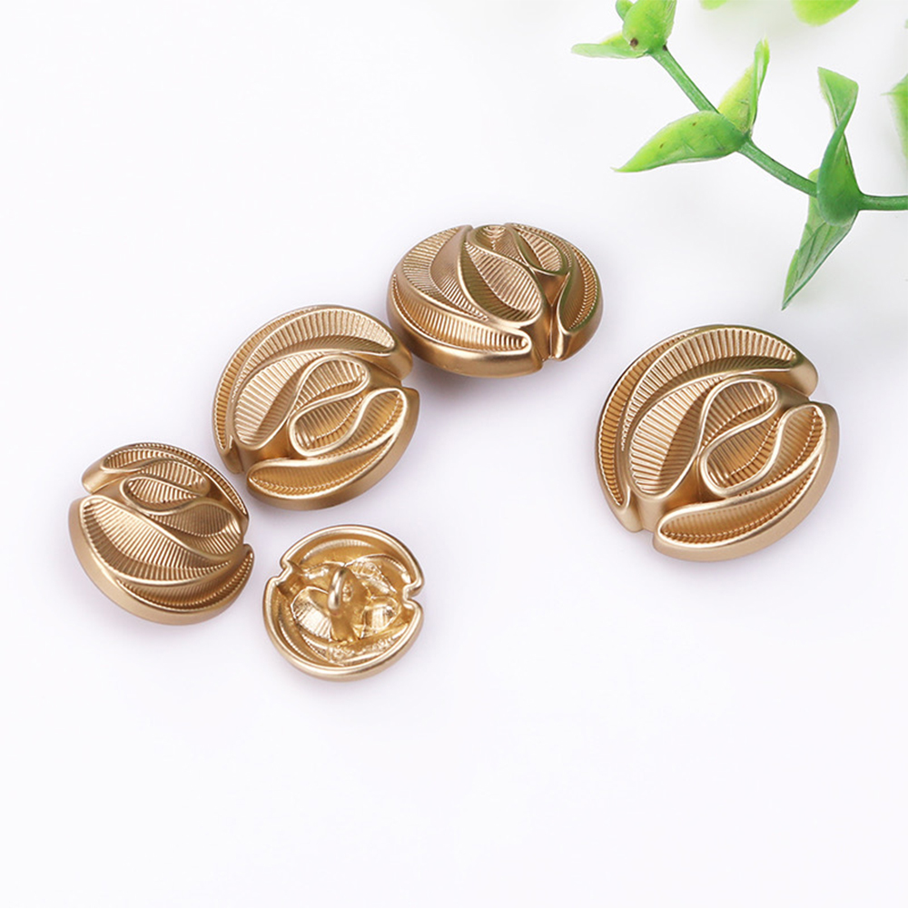 10 unids/set de botones de Metal con de rayas para abrigos, vestidos y chaquetas, botones decorativos elegantes y simples de color dorado