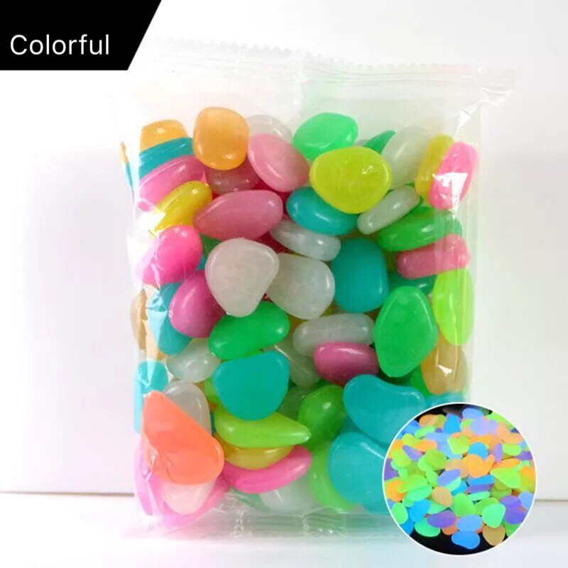 100/200Pcs Garden Luminous Stones Glow In The Dark Rocks Garden Pebbles for Garden Walkways Path Patio Yard Fish Tank Decoration: 100pcs / Colorful