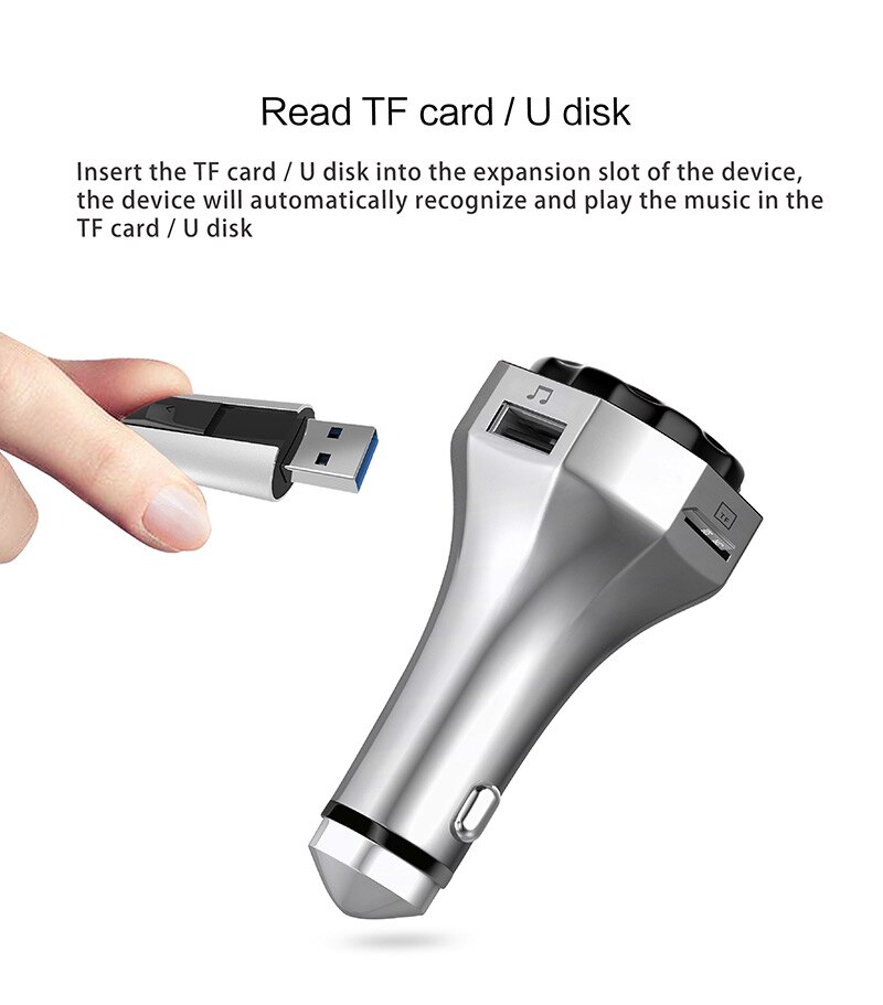 FM transmitter Bluetooth modulator car hands-free MP3 player supports USB flash drive SD card USB charger auxiliary