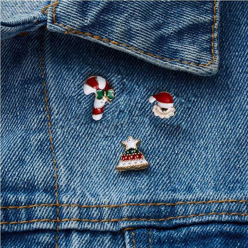 Creatieve Kerst Broches Leuke Kerstman Hoed handschoenen Bells Sokken Donuts Candy Emaille Pin Badges Broche Kerstcadeaus