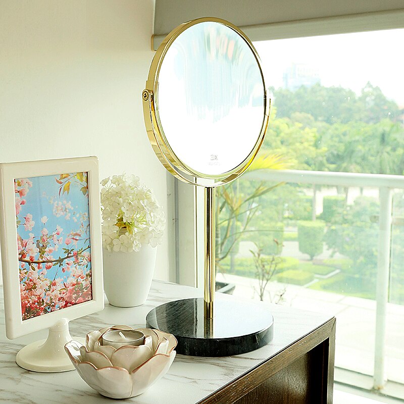 A1 Marble tabletop mirror double-sided vanity mirror wedding princess mirror Desktop beauty salon mirror rose gold PF101502