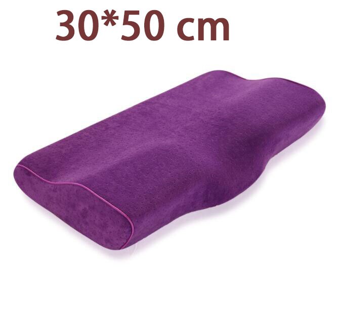 Behagelig hukommelse skum pude nakke massage ergonomisk kurve cervikal ortopædisk nakke seng sove hovedpude pude: Lilla