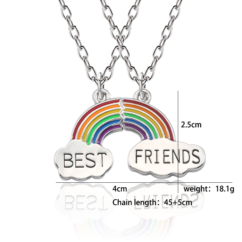 Beste Freunde Halskette EIN Paar Emaille Puzzle Regenbogen Wolke Anhänger Halskette Freundschaft Bff Schmuck Für Halskette Frauen