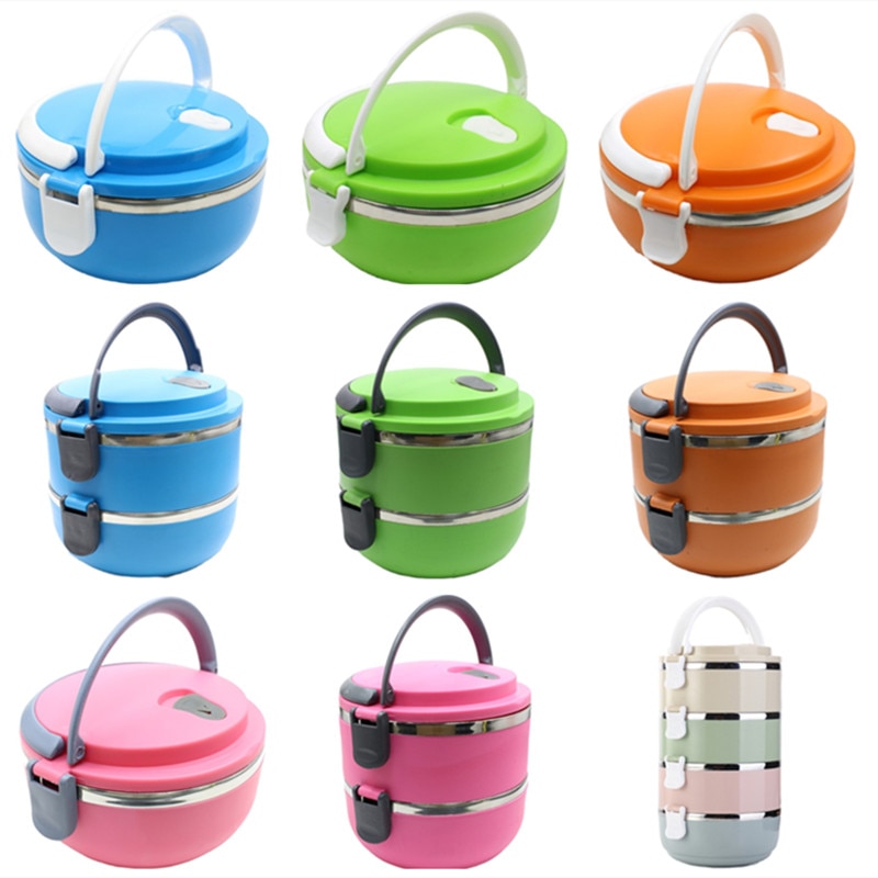 Rvs lunchbox milieuvriendelijke plastic thermische voedselcontainer draagbare lunchbox voor kinderen kantoor school bento lunchbox