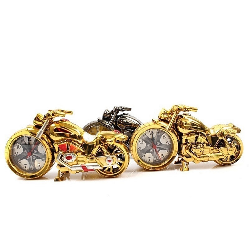 Goldene Motorrad Wecker bilden Kreative retro Eingerichtet Hause Motorrad Uhr