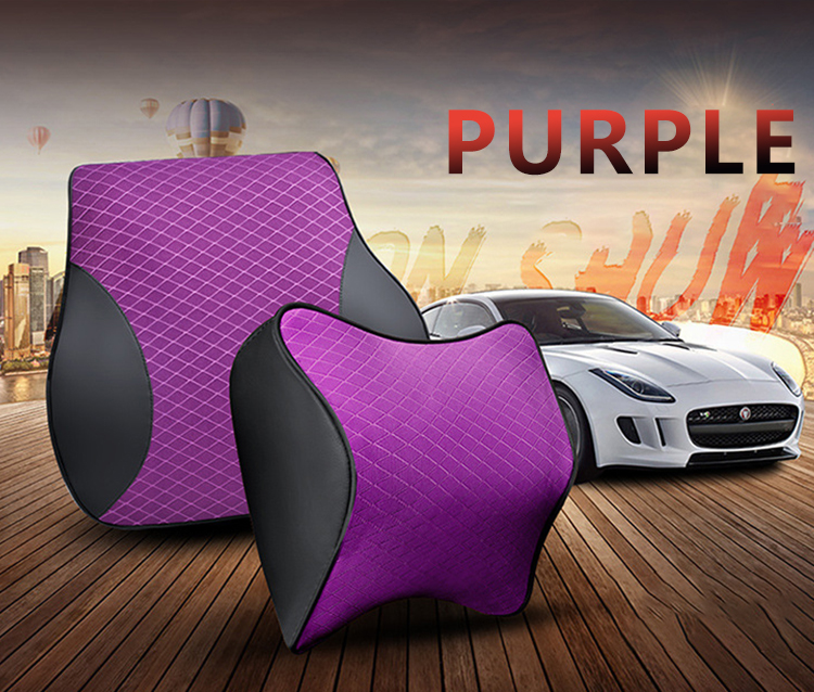 Auto Kissen Kopf Hals Rest Massage Auto Kissen Raum Speicher Hals Kopfstütze Auto Abdeckung Nacken Kissen Sitz Kopfstütze Zubehör 002: 1 einstellen Violett