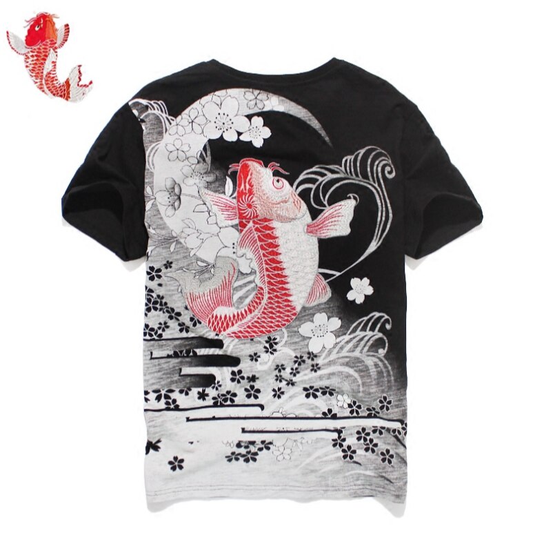 Veste de baseball de luxe pour les femmes et les hommes printemps automne vent chinois Sakura Koi brodé vestes Harajuku: black t / XXXL