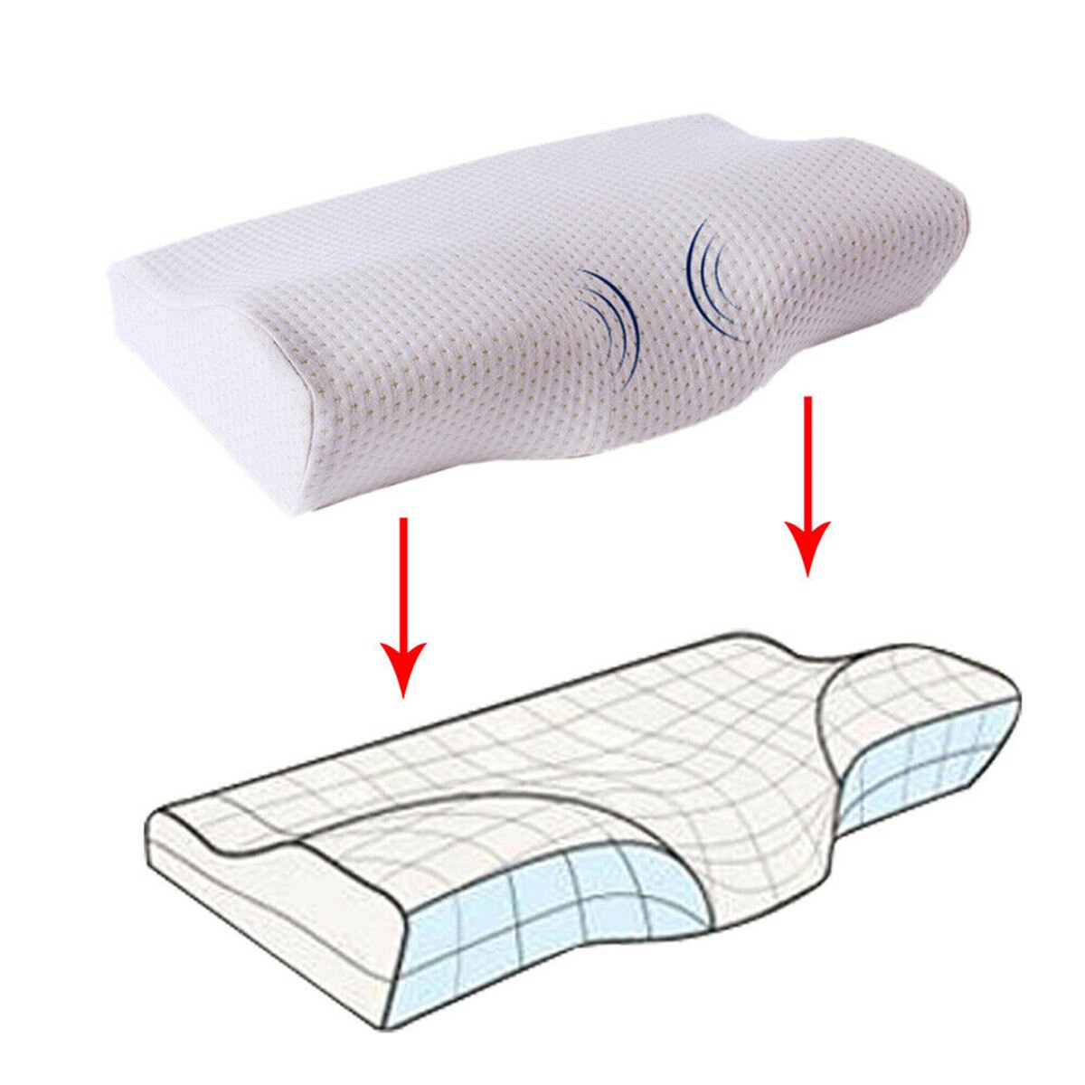 50*30Cm Memory Foam Beddengoed Kussen Nek Bescherming Trage Rebound Memory Foam Vlinder Vormige Kussen Gezondheid Cervicale Nek