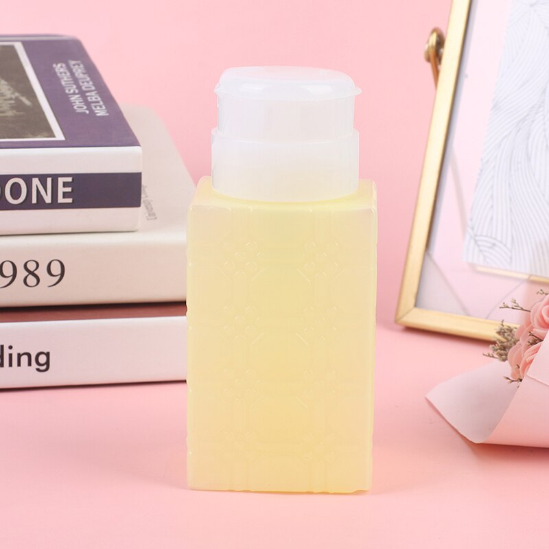 1 PC 220ML Empty Pump Dispenser Container Cleaner Nail Polish Remover Liquid Bottle: Yellow