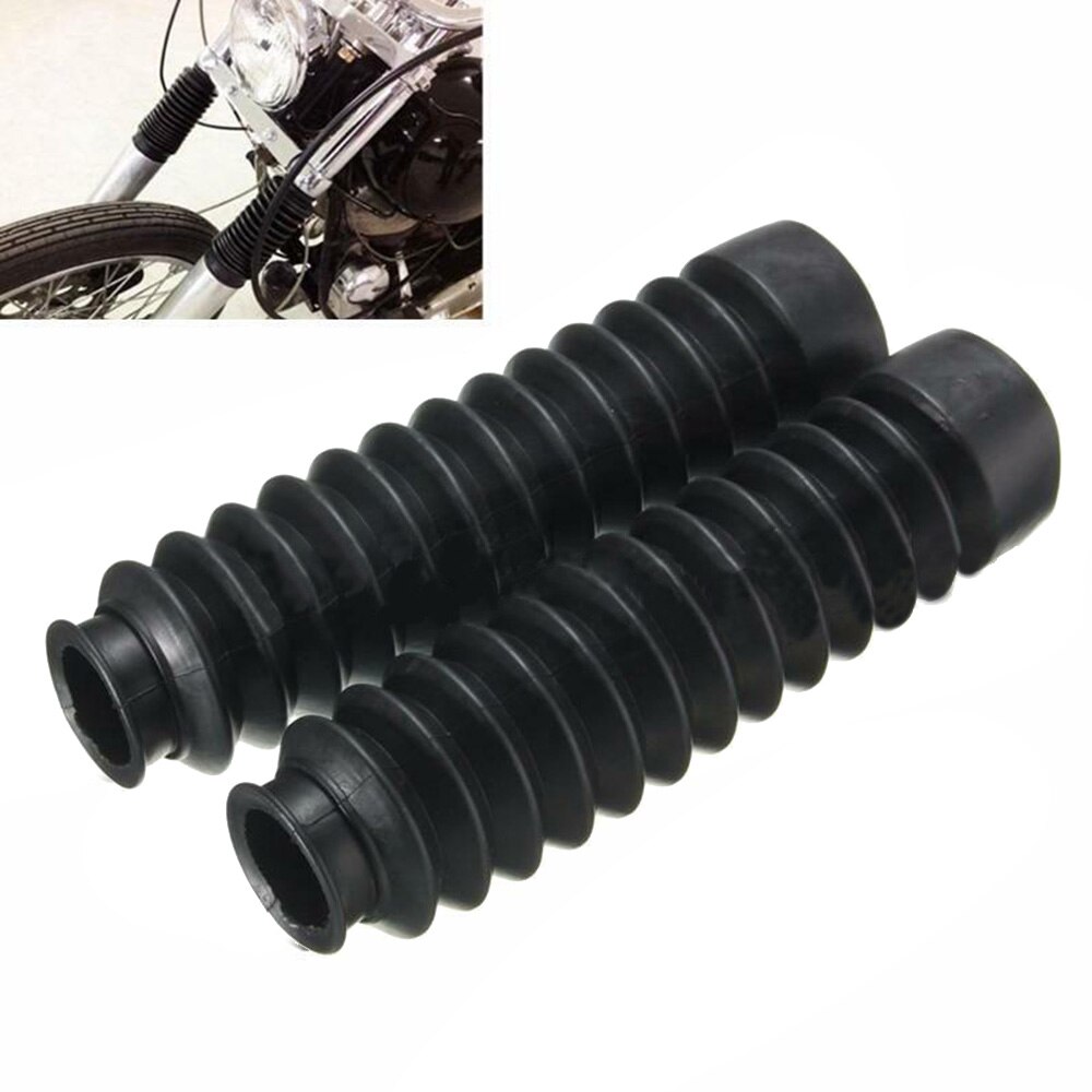 2pcs Fork Bellows Front Black Universal Off-road Motorcycle Rubber Boot Dust Cap 13 Section Waterproof Durable Practical
