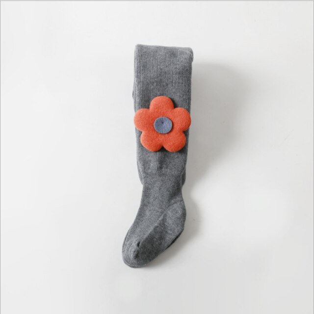 Girls Tights Princess flowers Baby Girl's One-Piece Pantyhose Baby spring Autumn winter Style Trousers winter Stockings: Dark Grey / XL(120-130CM)