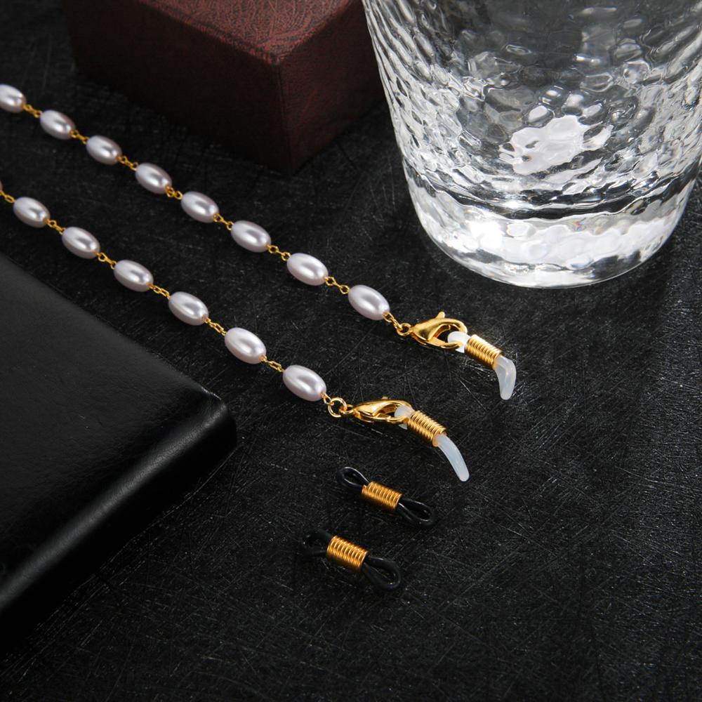 Skyrim Chic Pearl Beaded Glasses Chain for Women Sunglasses Chains Lanyards Neck Strap Rope Reading Eyeglasses Cord Holder: A-Gold
