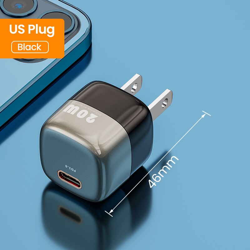 KUULAA Super Si USB C ładowarka 20W typ C PD szybkie ładowanie dla iPhone 13 12 11 Max Pro XS 8 Plus dla iPad Air 4 iPad 2020 Mini: US Black