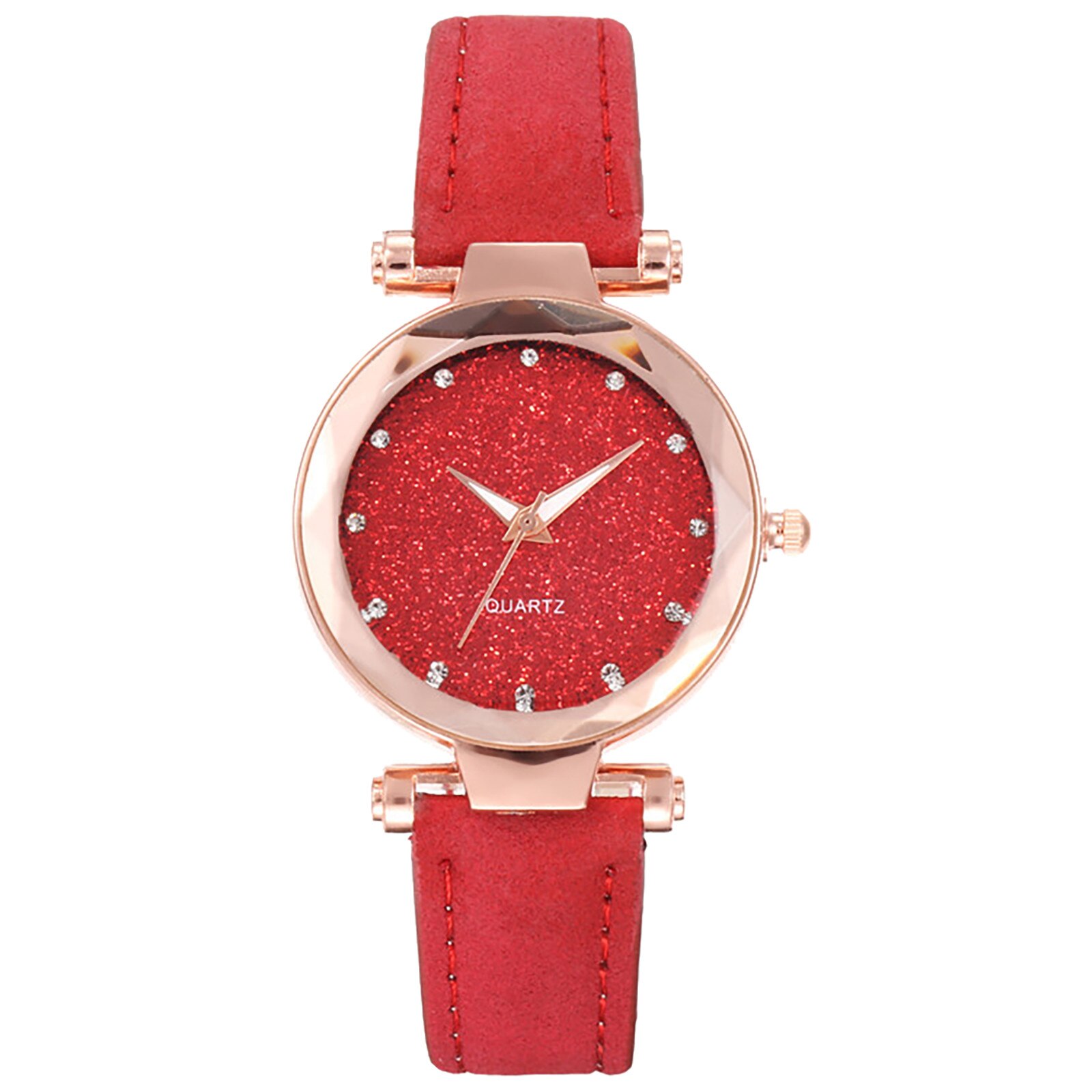 Quartz Horloges Modieuze Star Sky Prachtige Diamanten Retro Lederen Band Quartz Dames Horloge Relogio Feminino Montre Femme: H