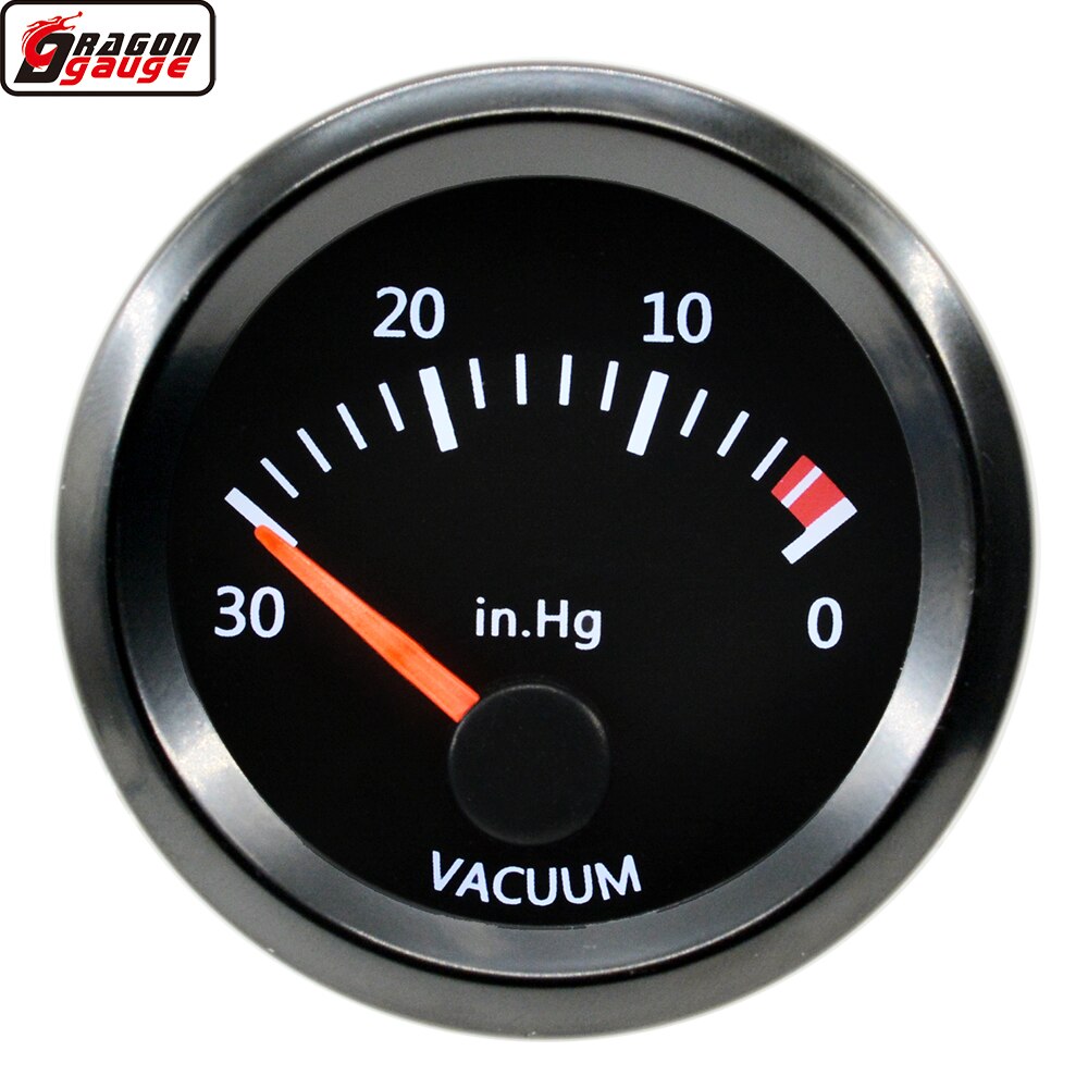 Dragon 52mm Stepper Motor White LED Backlight Auto Car Boost Vacuum Gauge -30-0 In.Hg Turbo Meter Instrument Free Shi