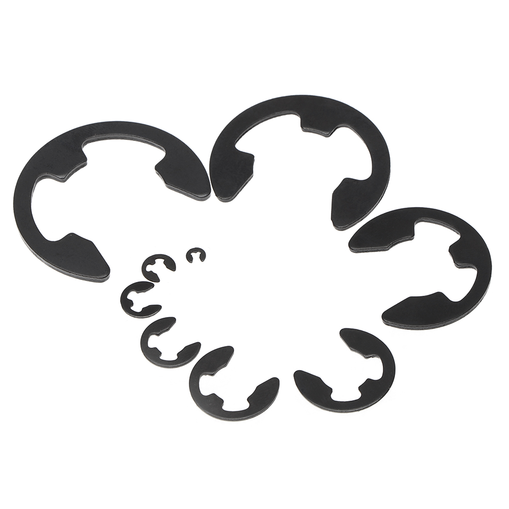 Juego de arandelas de anillo de retención externa, Kit surtido de anillos de anillo de retención tipo E, arandelas de Collar de rodamiento, mn-steel, negro, 328 piezas