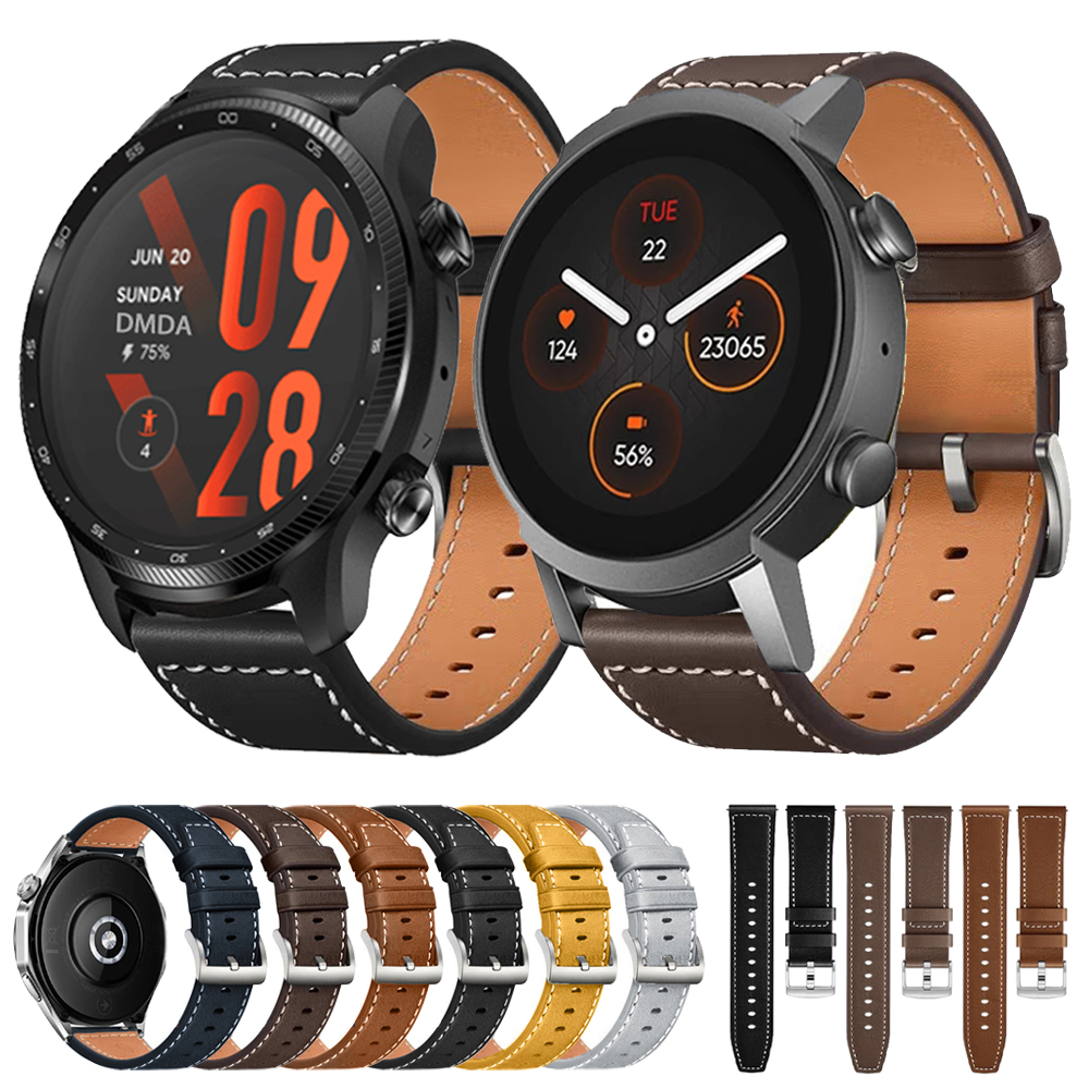 20 mm 22 mm lederen horlogeband voor TicWatch Pro 3 Ultra E3 E2 S2 Pro X GTW smartwatch band armband dames heren horloges Correa