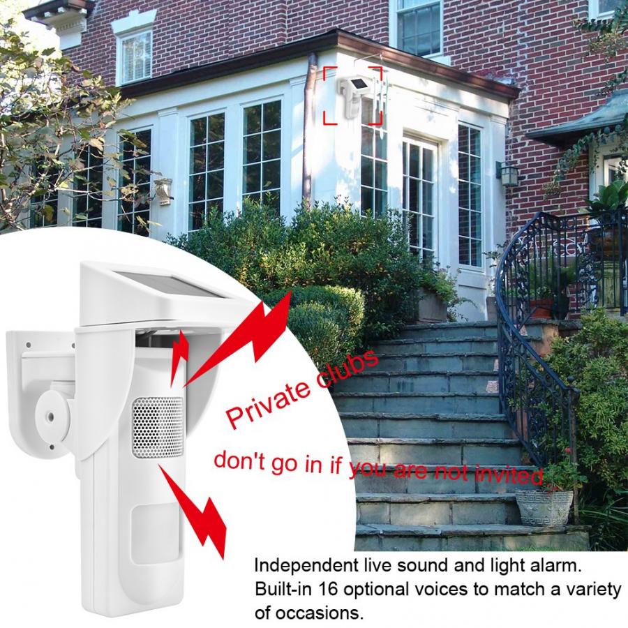 Wireless Outdoor Solar Motion Sensor Waterproof Detector Infrared Security Alarm System Infrared Alarm Detector