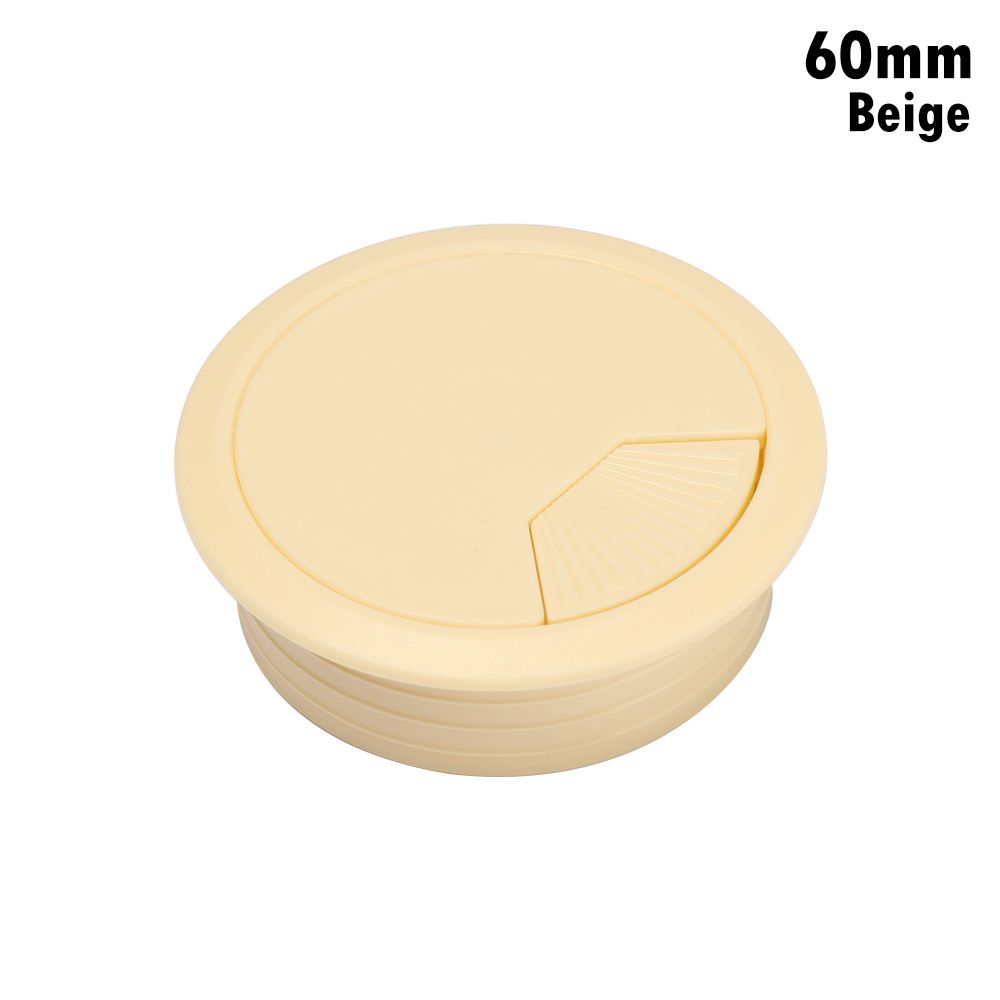Plastic Desk Table Cable Hole Cover Round Wire Tidy Grommet PC Computer Desk Hardware 60/80mm: beige-60mm