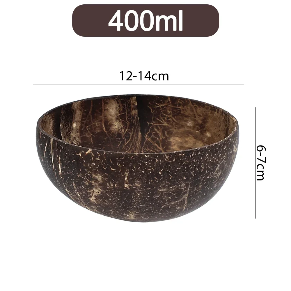 Natural Coconut Bowls For Serving Dishes Wooden Reusable Bowl Utensils Wood Spoon Natural Coconut Shell Bowls Kitchen Dinner Set: Blue / 8 inch