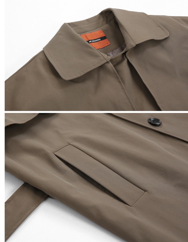IEFB-abrigo largo medio holgado para hombre, gabardina con cinturón, doble botonadura, coreana, novedad primavera , 9Y5262