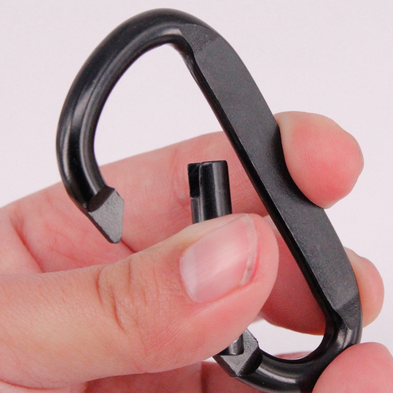 1Pc 7cm Aluminium Legierung Karabiner Schwarz D-Ring Schlüssel Kette Clip Camping Schlüsselanhänger schnappen Haken draussen Reise Bausatz GYH