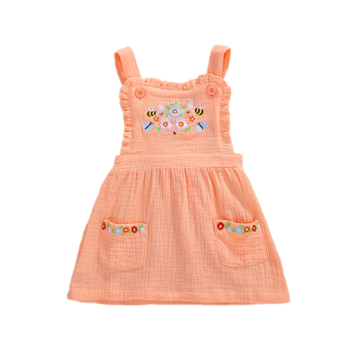 Sommerkjole børn babypiger overalls kjole blomsterprint ensartet knælængde a-line sundress 1-4 år