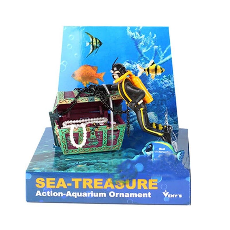 Fish Tank Sea Treasure Diver Air Action Ornament Resin Underwater Decorations For Aquarium: B