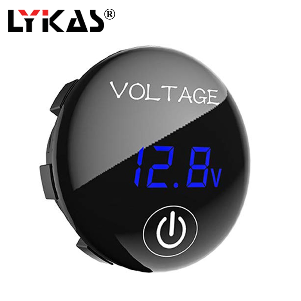 LYKAS Auto Digitale Voltmeter Batterij Capaciteit Display Voltage Meter met Touch OP OFF Schakelaar voor Motorfiets DC 5 V- 48V LED Panel