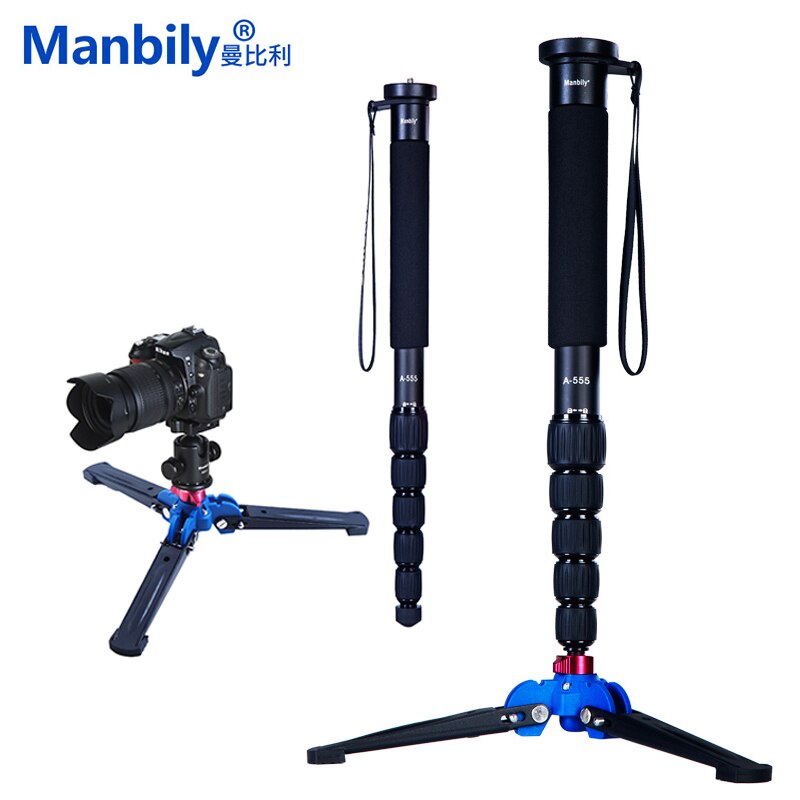 Manbily A-555 160cm/63inch Aluminum Travel Monopod Tripod Unipod Stick, KB-0 Ballhead, M2 Base for Canon Nikon Sony DSLR Cameras