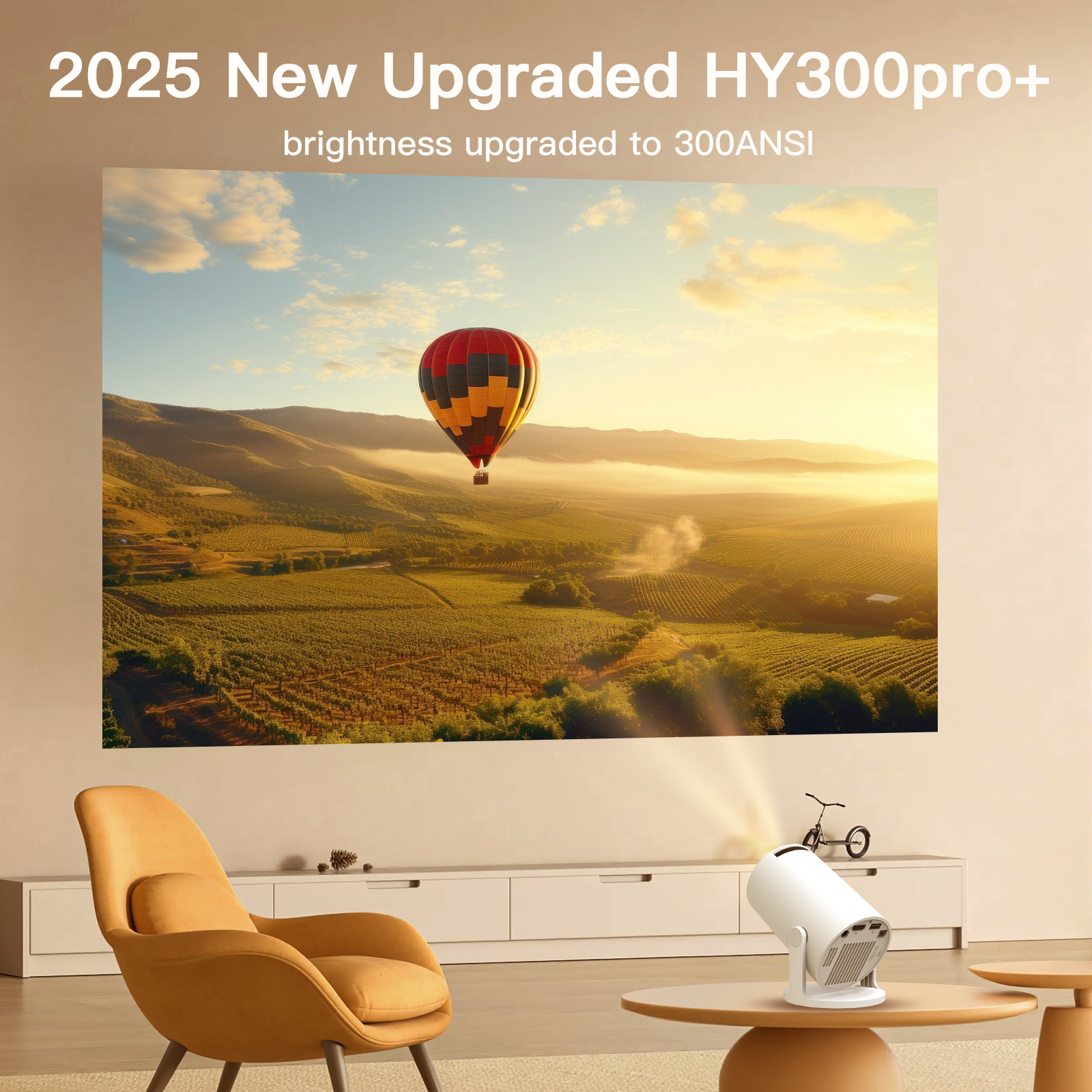 2025 Tragbarer Mini-Projektor für den Außenbereich 720P XP300 Pro, WiFi 6 & BT 5.4.180 ° Rotation, 4500 Lumen 3W Lautsprecher für Camping Movie Night ​