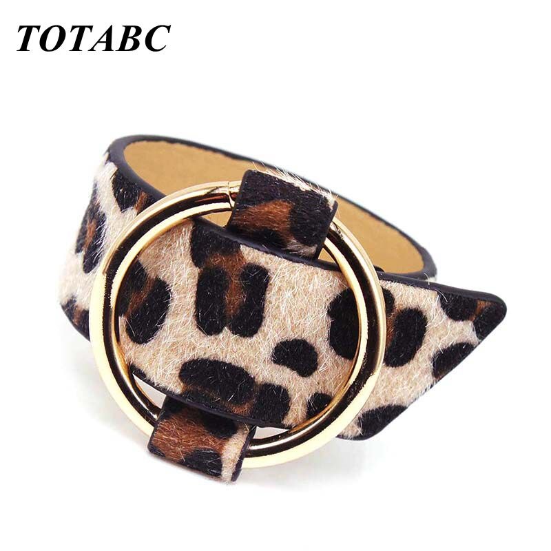 TOTABC Leopard Print Double Surround Leather Bracelets For Women Wrap Bracelet Femme Wristband Jewelry: 1