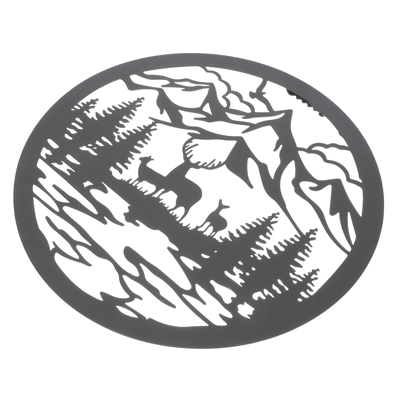 Iron Wall Decoration Circular Hanging Art Indoor Outdoor Metal Silhouette Wall Decor: Black