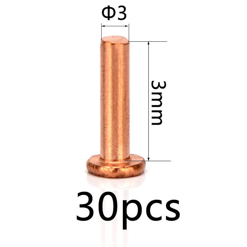 Remache de cabeza plana de latón M2.5-M3, M2.5, M3, remaches sólidos de cobre, sujetadores, longitud de perno de 3mm-25mm: PTT3x3x30