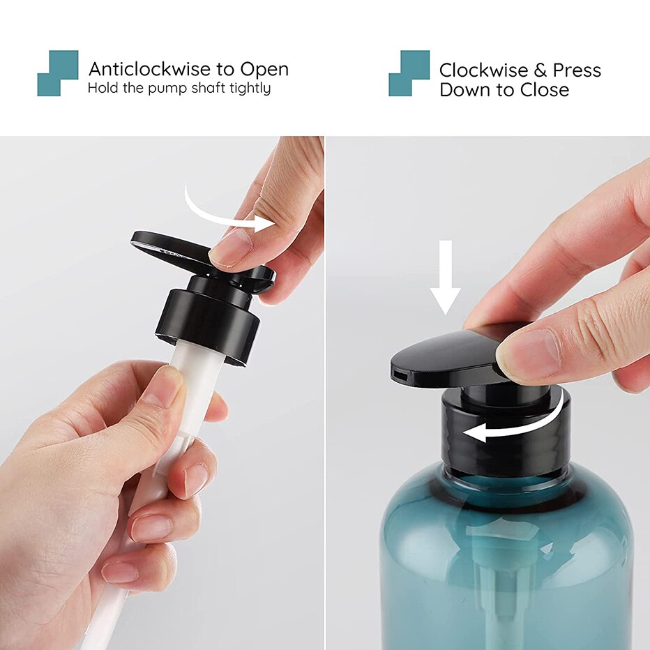 300/500ml Empty Soap Dispenser Bottle Refillable Lotion Hair Conditioner Shampoo Container Bottle with Waterproof Labels