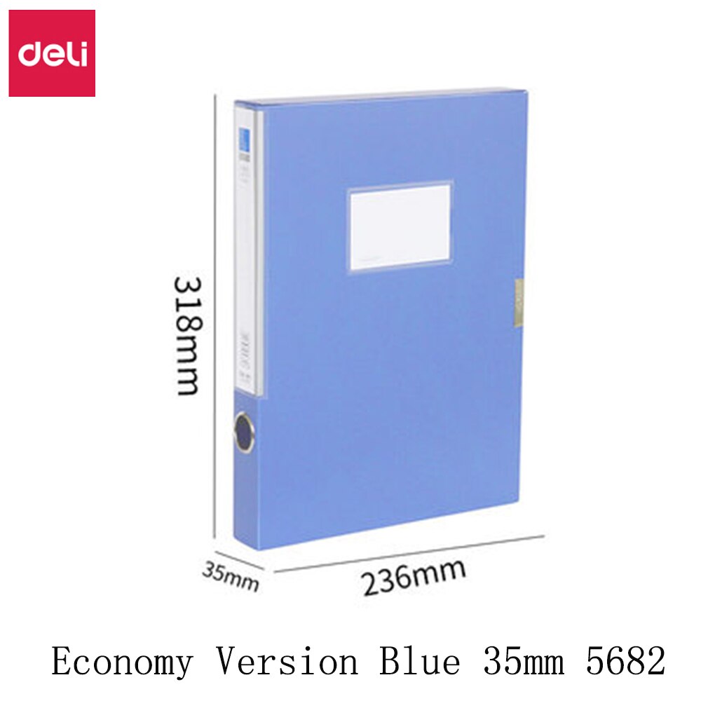 Deli A4 Blue File Box Multi-Specification Large Capacity Storage File Sticky Data Box Folder PP Folder Information OfficeSuppliy: Economy Blue 35mm