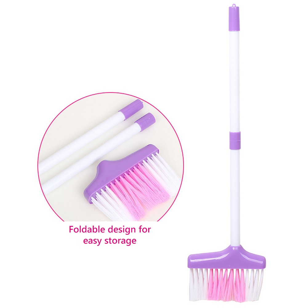 6Pcs Girls Pink Color Simulation Broom Mop Bucket Brush Cleaning Tool Pretend Play Toy Set