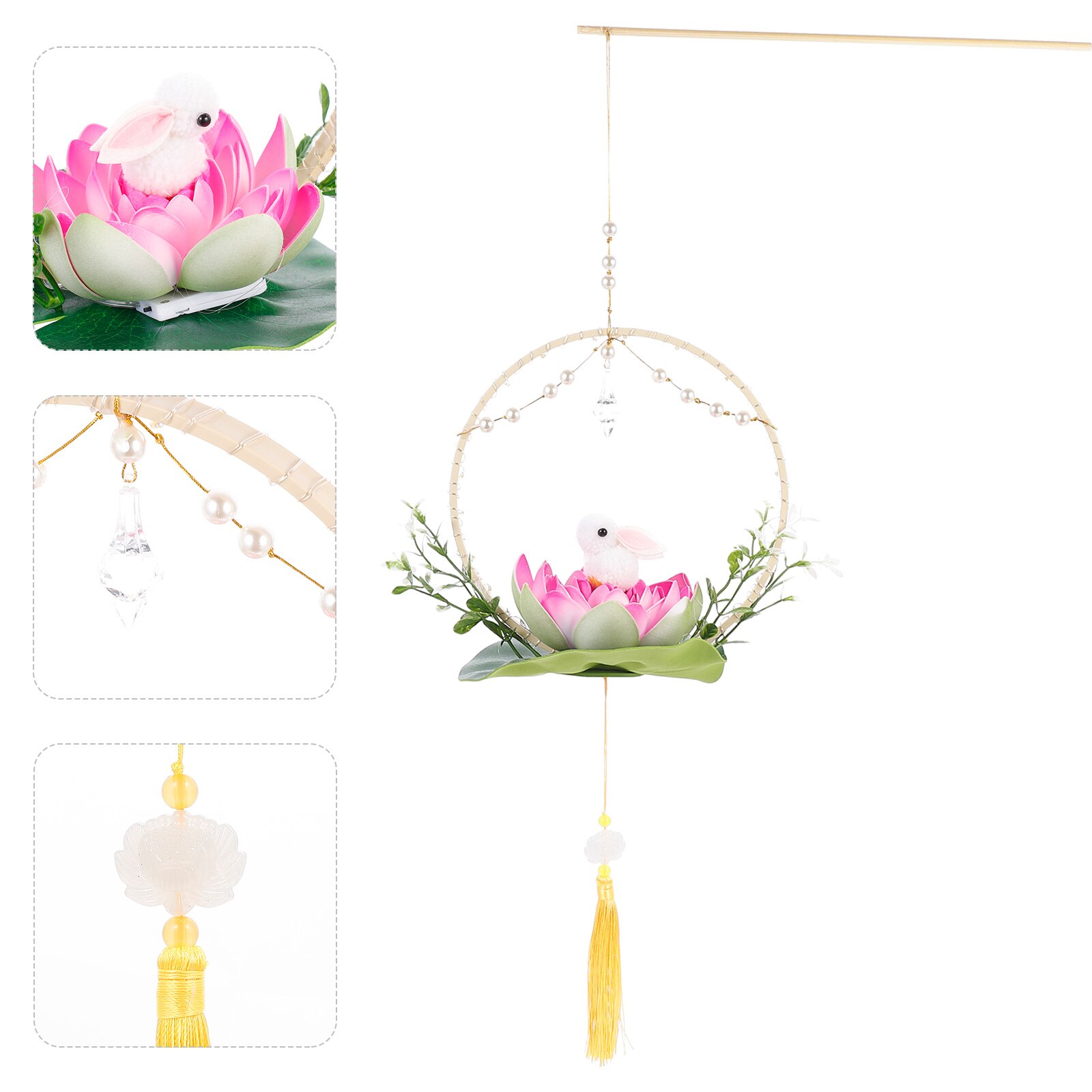 1 Set Funny DIY Lotus Lantern Kit DIY Lantern Material Year DIY Lantern: Pink