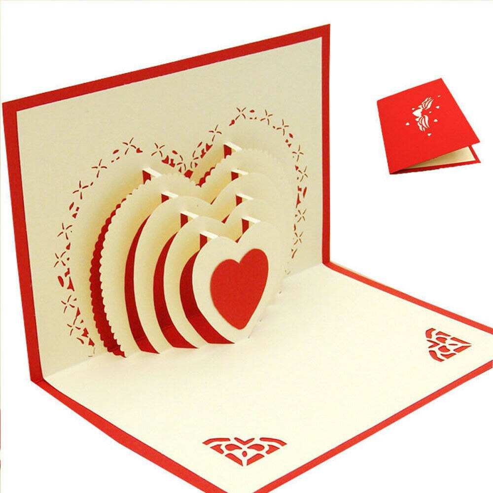 10pcs 3D Pop Up Card Birthday Valentine Handmade Greeting Cards Invitations Love: 7