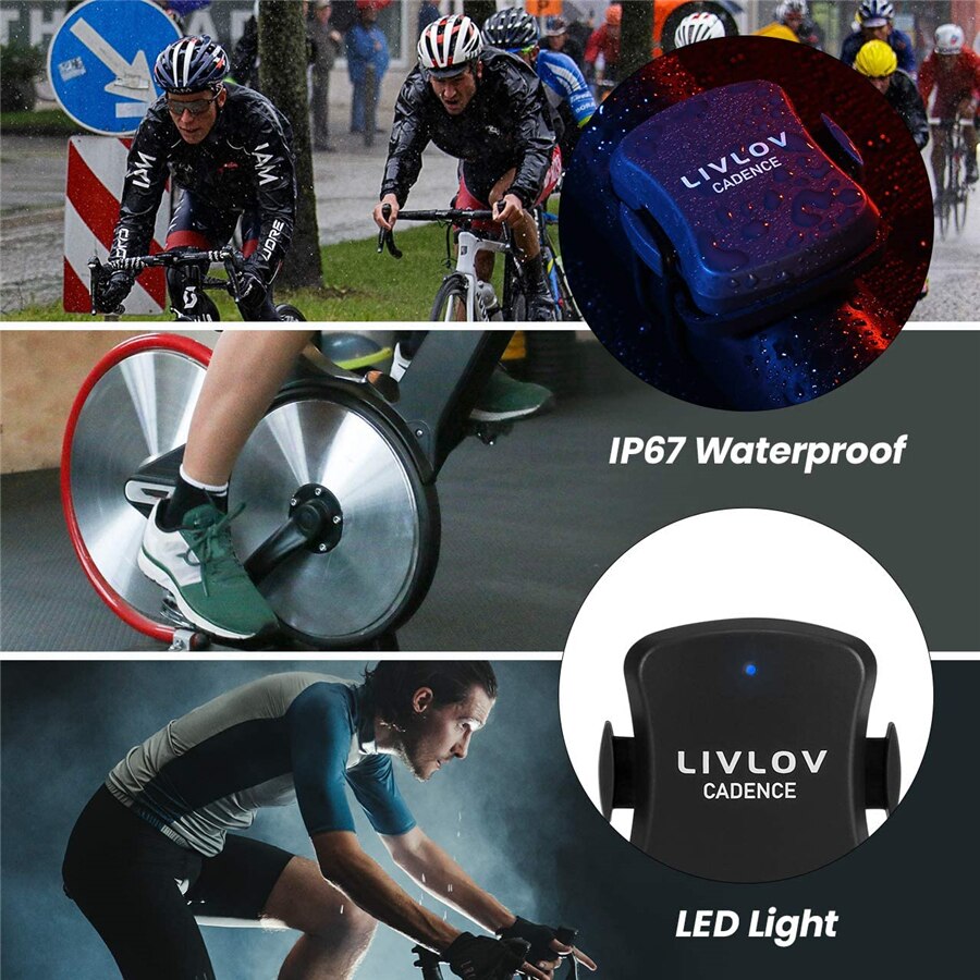 LIVLOV V4 Bike Cadence Sensor Bluetooth ANT Cycling Cadence Wireless Bicycle Cadence Sensor IP67 Waterproof For Bike Computers