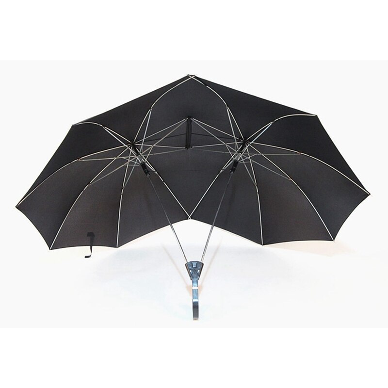 two-pole couple umbrella pure color semi-automatic high-end business umbrella double top conjoined umbrella Bla