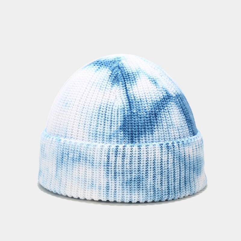 binden Farbstoff Mütze für Männer Winter Hüte für Frauen Motorhaube Brimless Kappe Erwachsene lässig Druck Gestrickte Kpop betroffen Herbst Hütte ZZ-293: 2