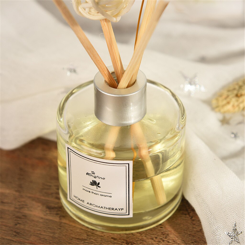 Heminredningstillbehör moderna röroljediffusorer med naturliga pinnar, glasflaska och doftolja 50ml w107