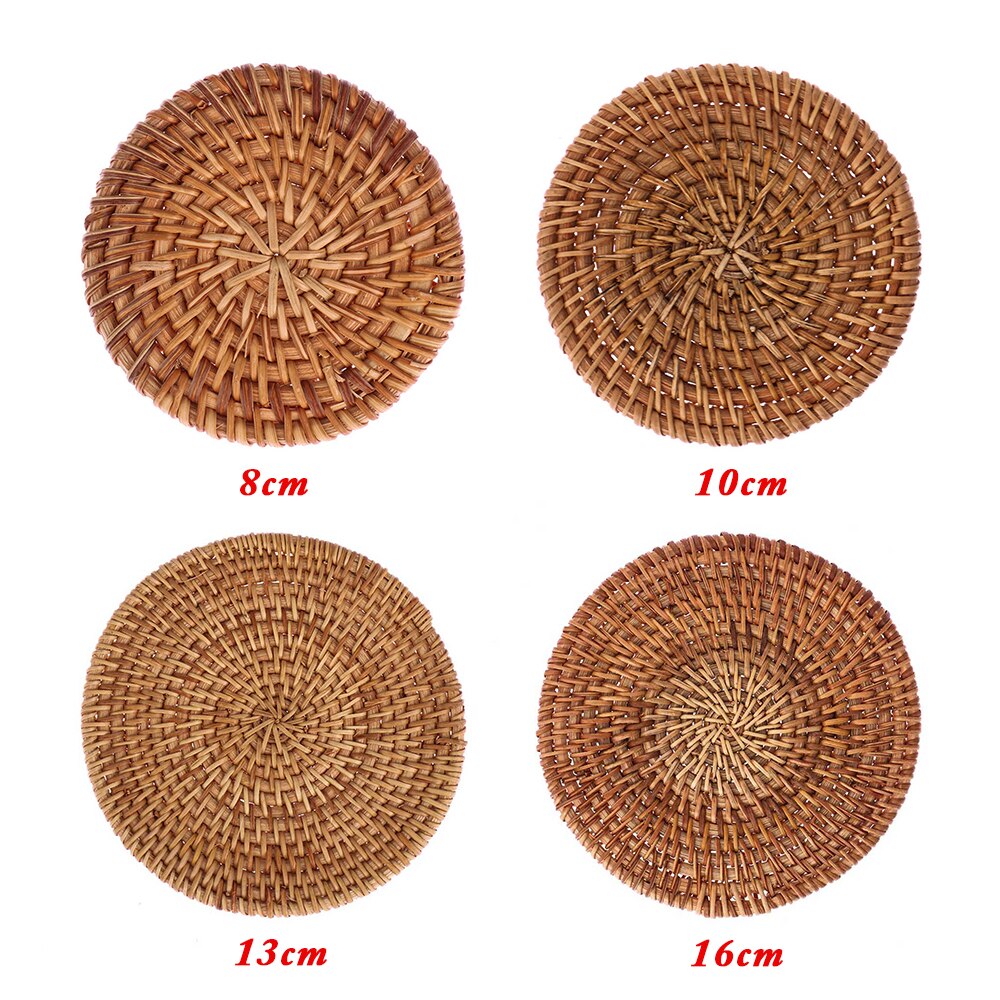 1 Pc Natuurlijke Rotan Onderzetters Placemats Keuken Placemats Ronde Isolatie Kom Pad Tafel Padding Cup Mat Handgemaakte Rotan Coaster