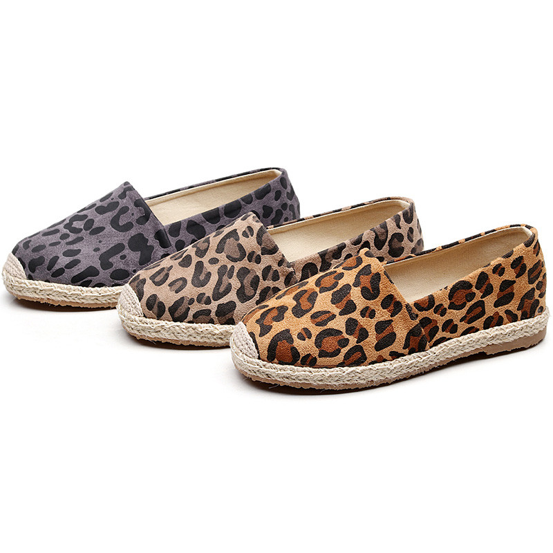 Spring Women Shoes Fisherman Shoes Canvas Slip-on Casual Loafer Flats Leopard Comfortable Casual Mules Espadrille Woman