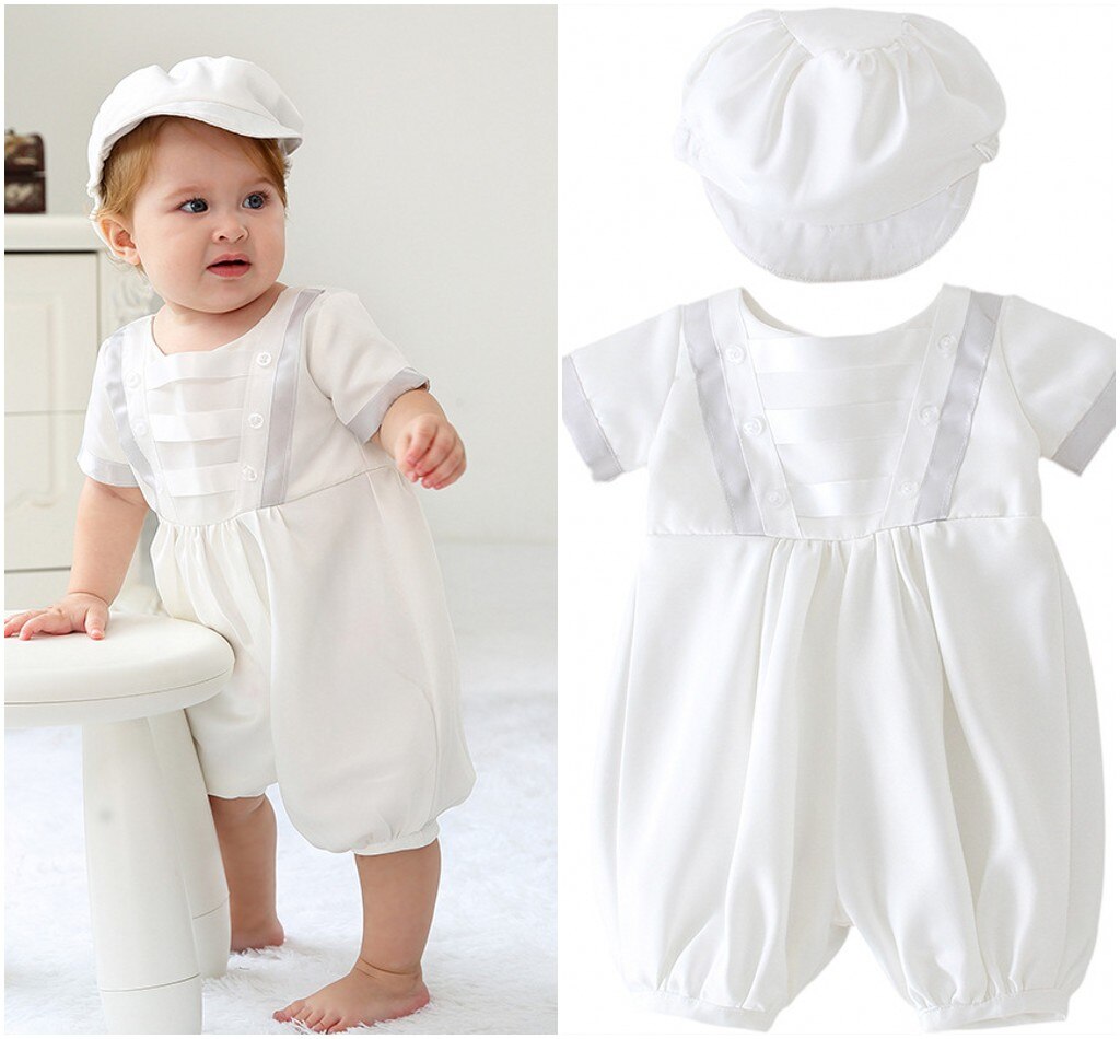 Baby Boys Christening Outfits For Birthday Party Romper + Hat Formal Gentleman Suits Baptism Boy Church Clothes: 6152 / 6M