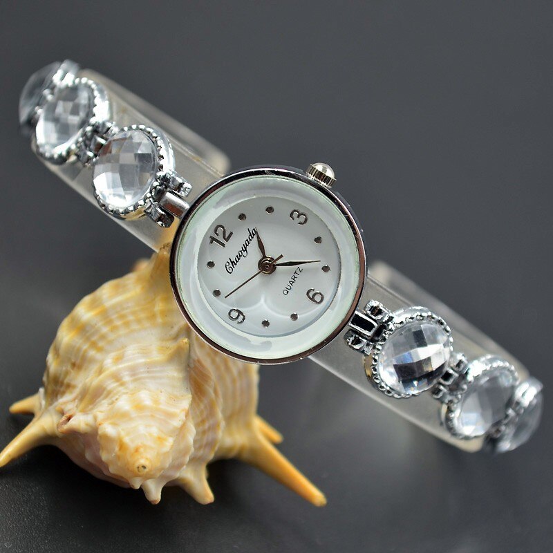 Mode Polshorloge Vrouwen Meisje Prachtige Metalen Legering Band Quartz Armband Horloges 925: White