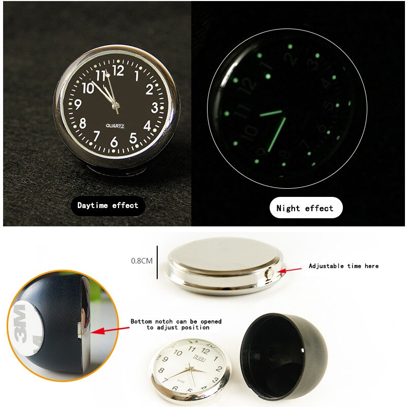 Car Accessories Car Luminous Clock Thermometer Hygrometer Internal Stick-On Dashboard Auto Interior Ornament Styling