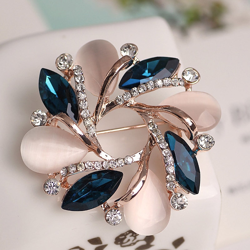 High-Grade Flower Brooch Korean Style Bauhinia Flower Corsage Crystal Rhinestone Brooch Pin Jewelry @M23